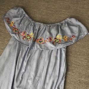 Off the Shoulder Dress with Embroidered Detail